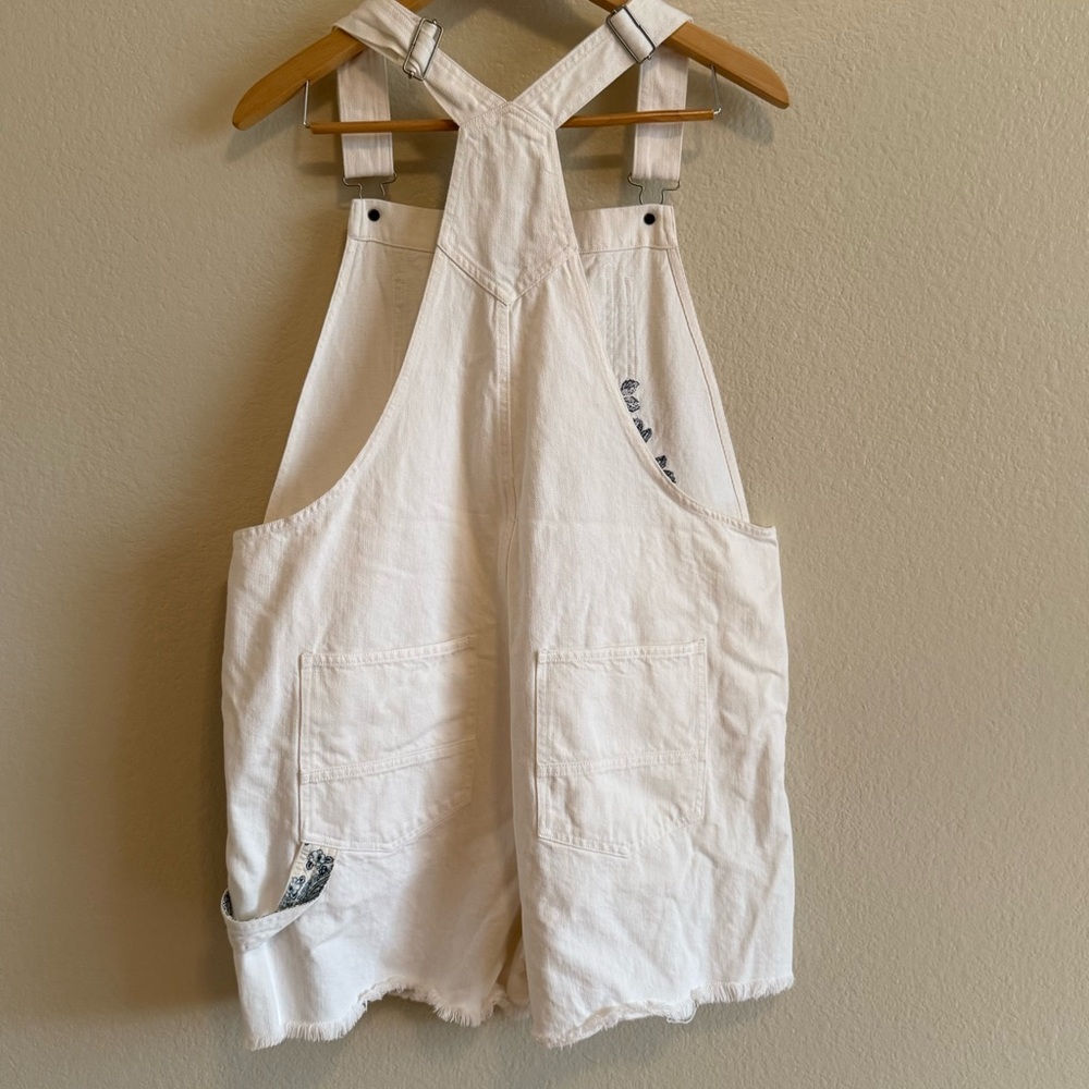 Lucky Brand White and Blue Striped Embroidered Jumpsuit Size L - Picture 7 of 8